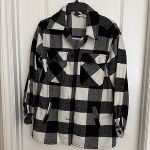 H&M Black and White Checkered shirt Jacket